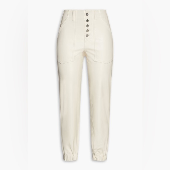 Veronica Beard Bolton Cropped Faux Leather Cargo Pants - Picture 1 of 2